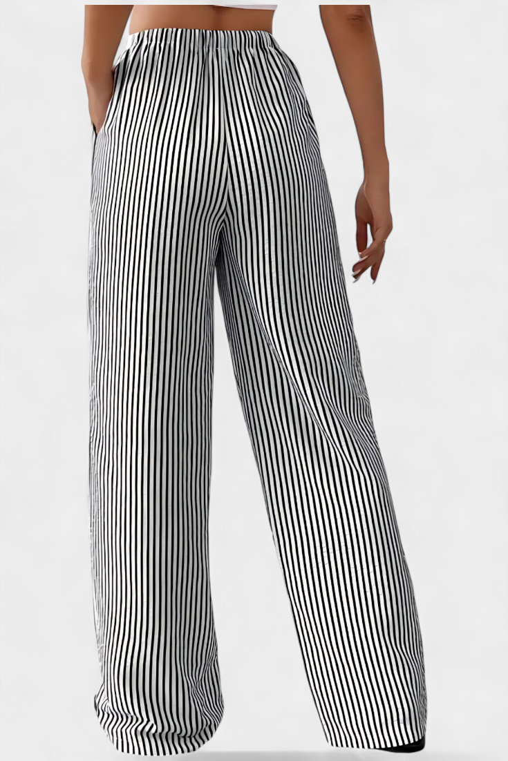 Alvea™ Nuria Pantalones Rectos Ligeros con Cintura Ajustable a Rayas