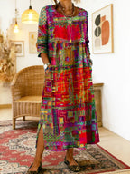 Alvea™ Manuela Vestido Denim con Patchwork Étnico
