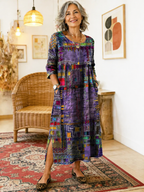 Alvea™ Manuela Vestido Denim con Patchwork Étnico