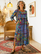 Alvea™ Manuela Vestido Denim con Patchwork Étnico