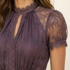 Flavia | Vestido largo cuello con encaje