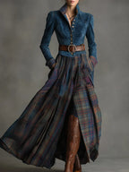 Alvea™ Vestido maxi en ante azul