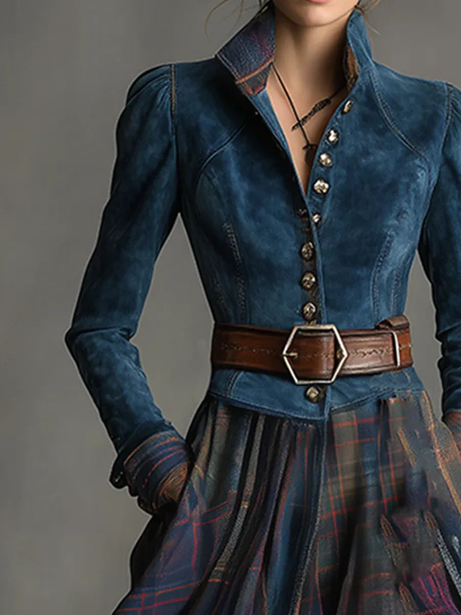 Alvea™ Vestido maxi en ante azul