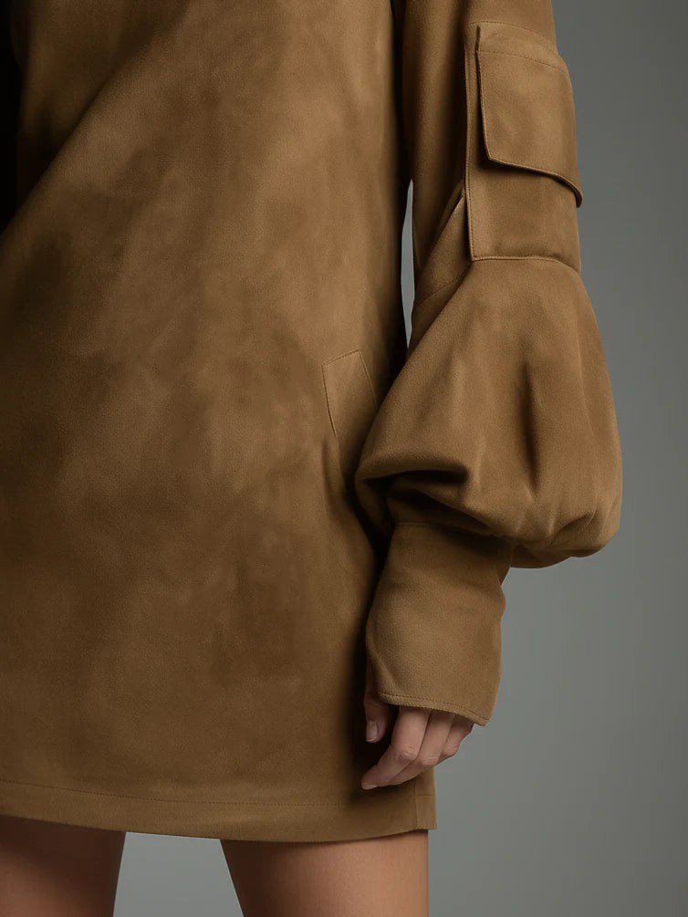 Alvea™ Minivestido holgado de ante con cuello alto