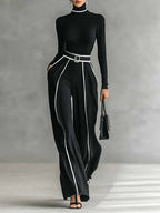 Alvea™ Conjunto elegante de dos piezas con cuello alto y pantalón ancho