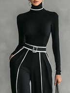 Alvea™ Conjunto elegante de dos piezas con cuello alto y pantalón ancho