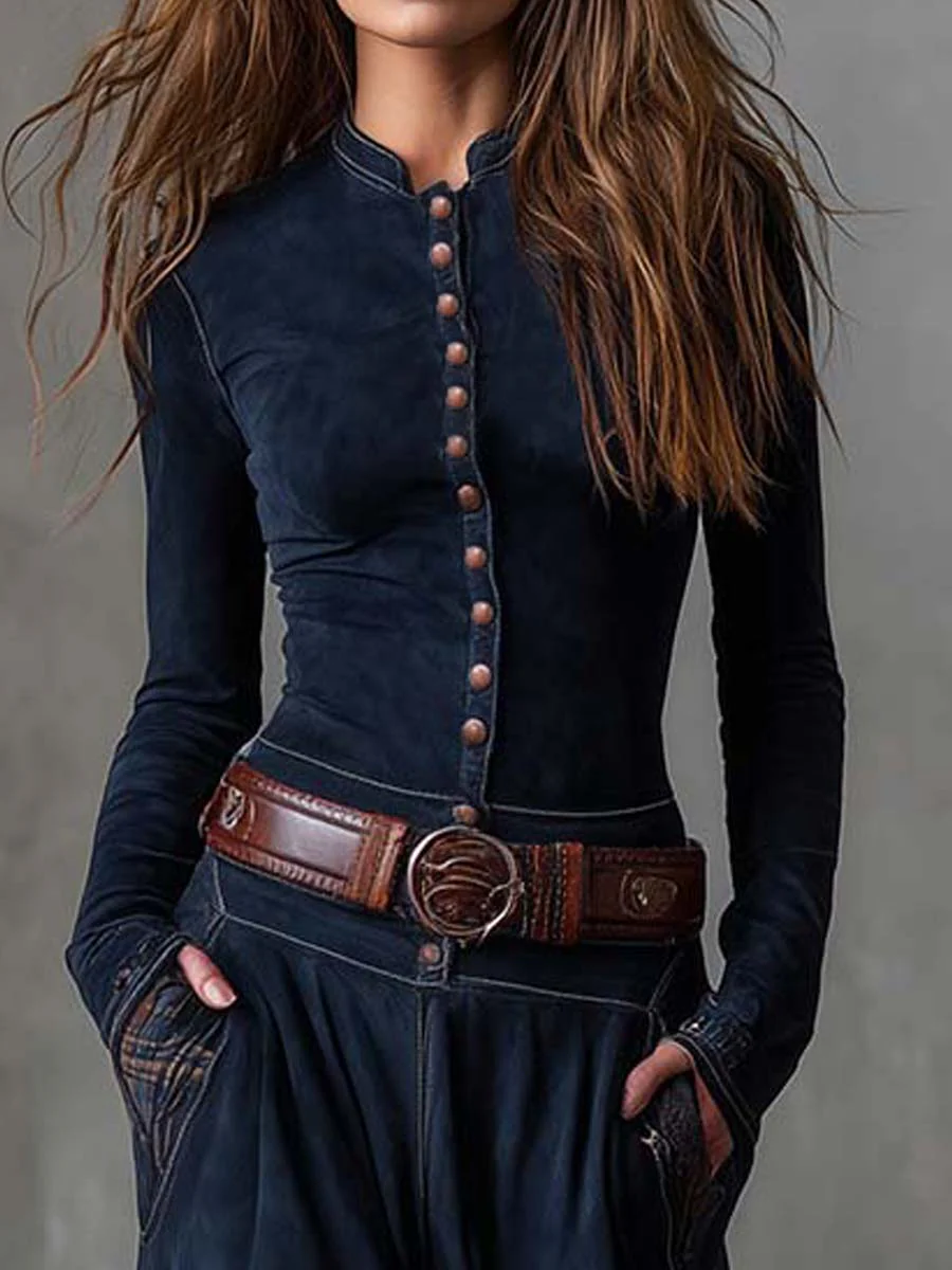 Alvea™ Vestido maxi de ante con cinturón