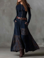 Alvea™ Vestido maxi de ante con cinturón