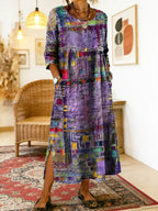 Alvea™ Manuela Vestido Denim con Patchwork Étnico