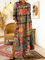 Alvea™ Manuela Vestido Denim con Patchwork Étnico