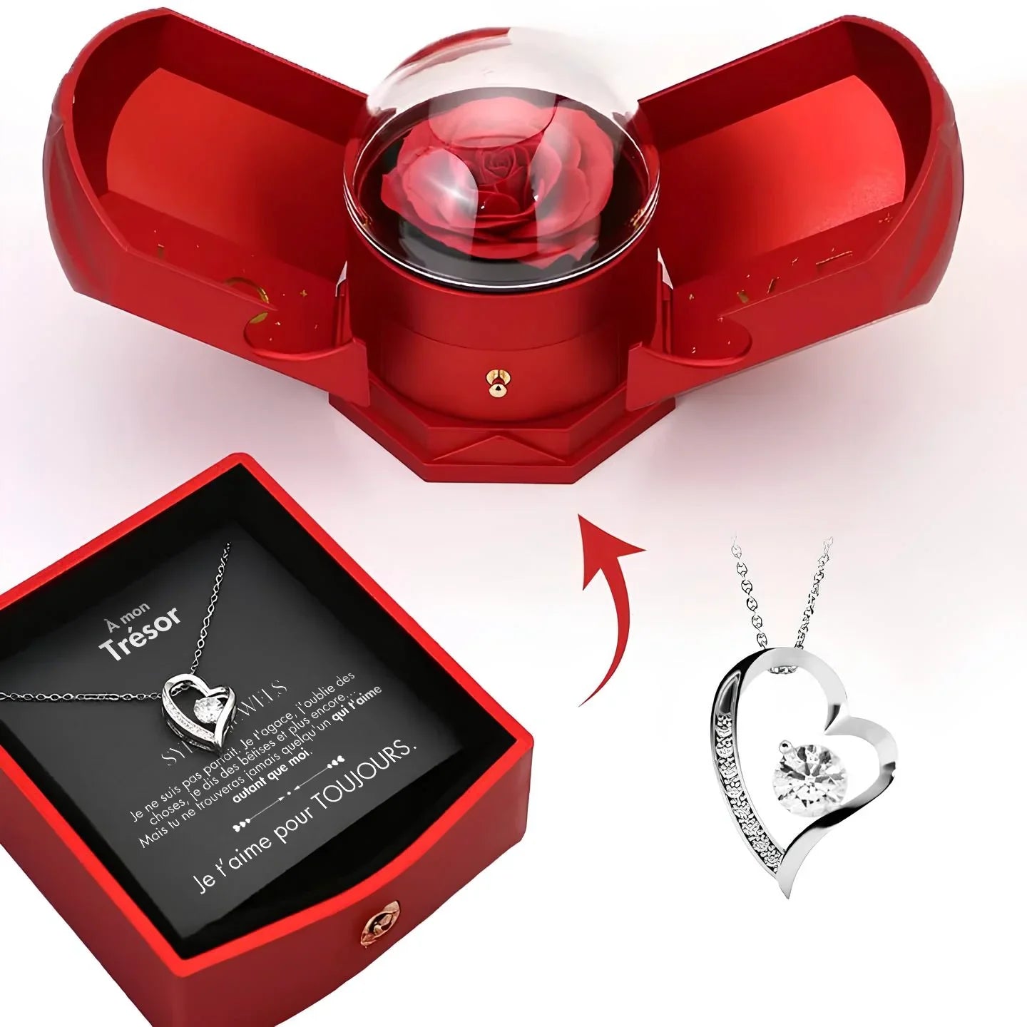 Alvea™ Cofre Rosa Eterna “A mi Tesoro” con Collar