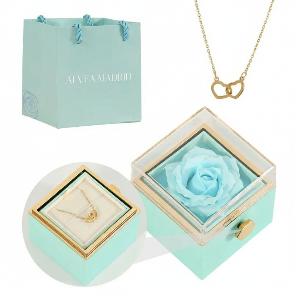 Alvea™ Cofre Rosa Eterna con Collar Grabado