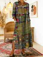 Alvea™ Manuela Vestido Denim con Patchwork Étnico