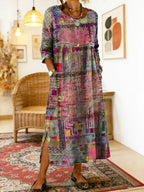 Alvea™ Manuela Vestido Denim con Patchwork Étnico