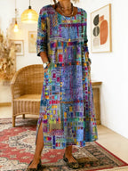 Alvea™ Manuela Vestido Denim con Patchwork Étnico