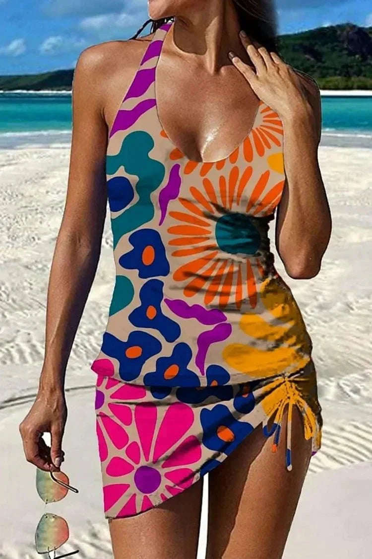 Alvea™ Fiesta – Tankini gráfico floral con short, efecto vientre plano