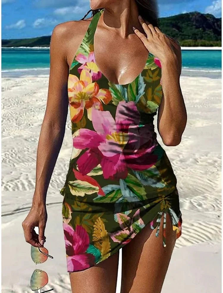 Alvea™ Fiesta – Tankini gráfico floral con short, efecto vientre plano
