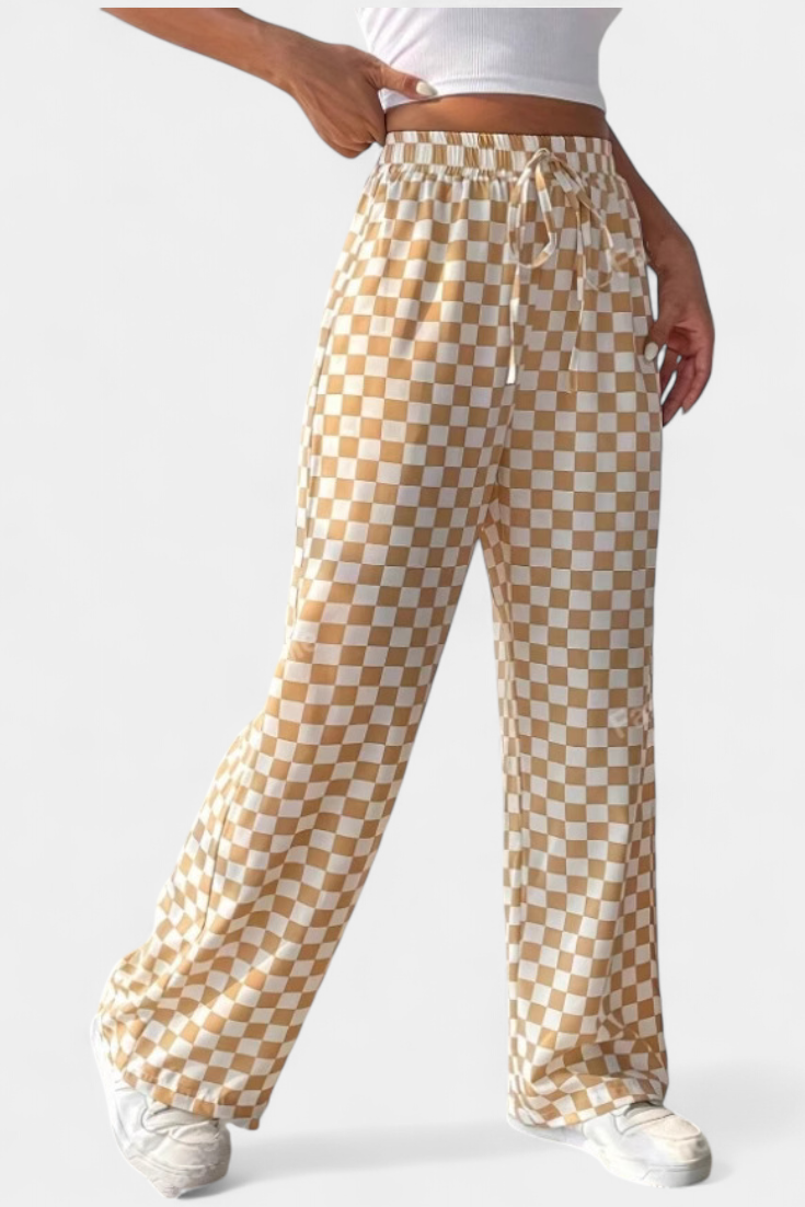 Alvea™ Hilaria Pantalones de Pierna Ancha con Estampado a Cuadros