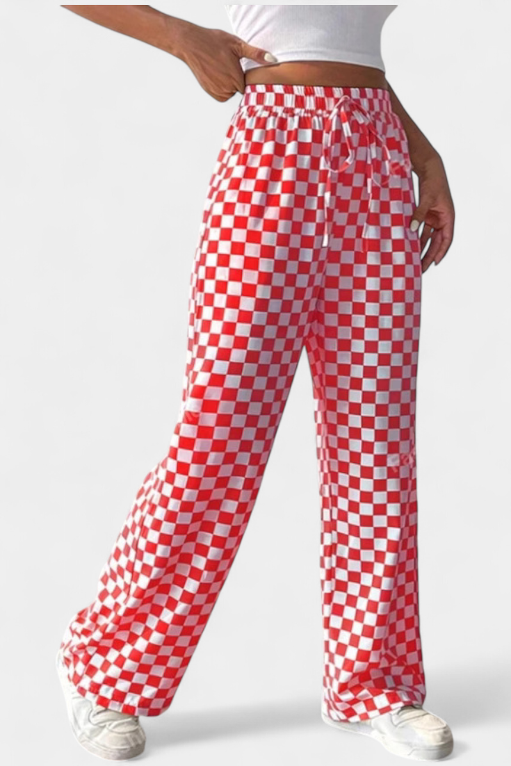 Alvea™ Hilaria Pantalones de Pierna Ancha con Estampado a Cuadros