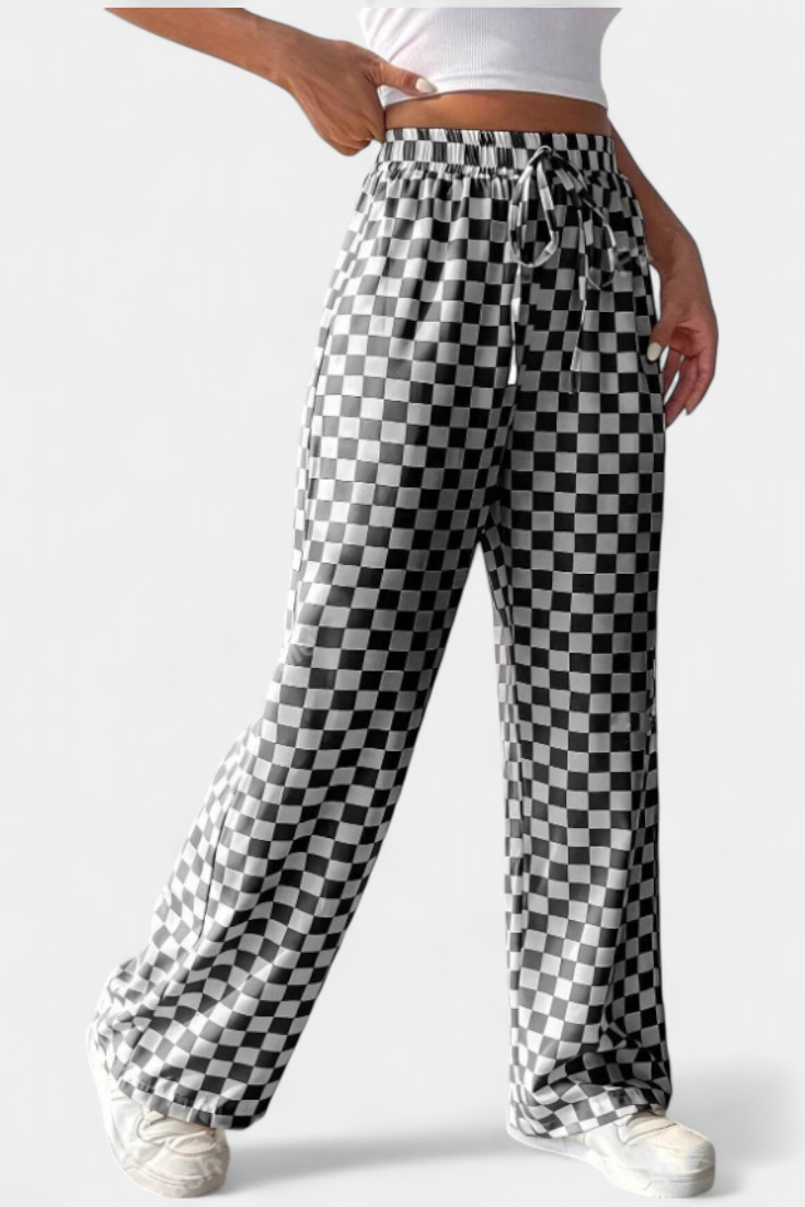 Alvea™ Hilaria Pantalones de Pierna Ancha con Estampado a Cuadros