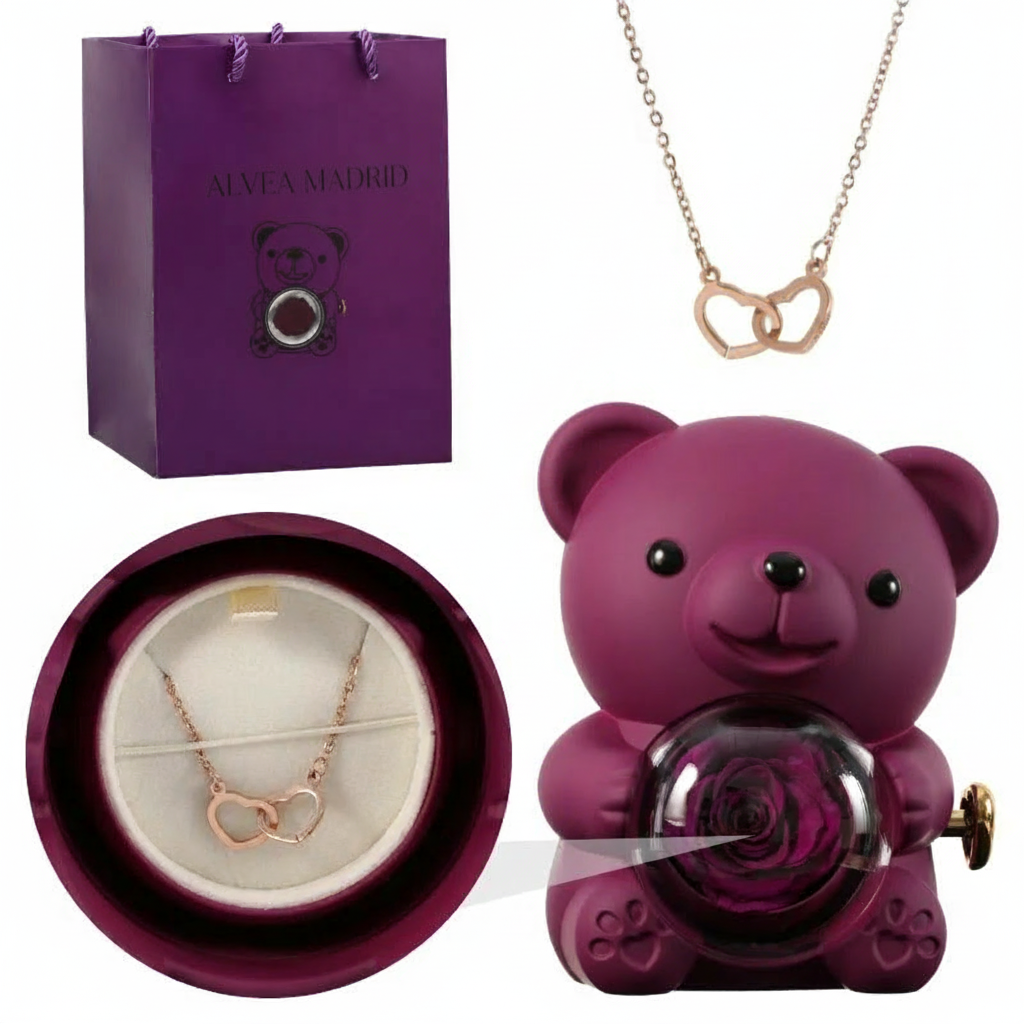 Alvea™ Oso Rosa Eterna con Collar Grabado