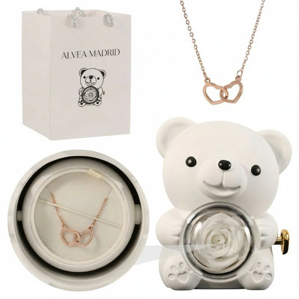 Alvea™ Oso Rosa Eterna con Collar Grabado